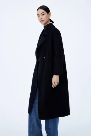 LILY Full Wool Vintage Black Long Coat