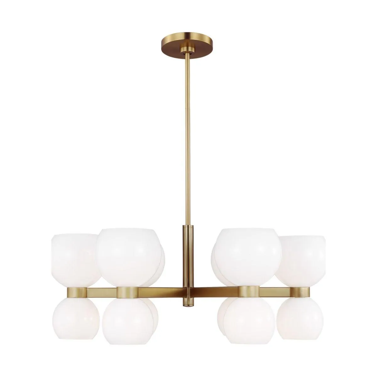 Londyn 28 in. 12 Lights Chandelier Brushed Brass finish Milk White Shade