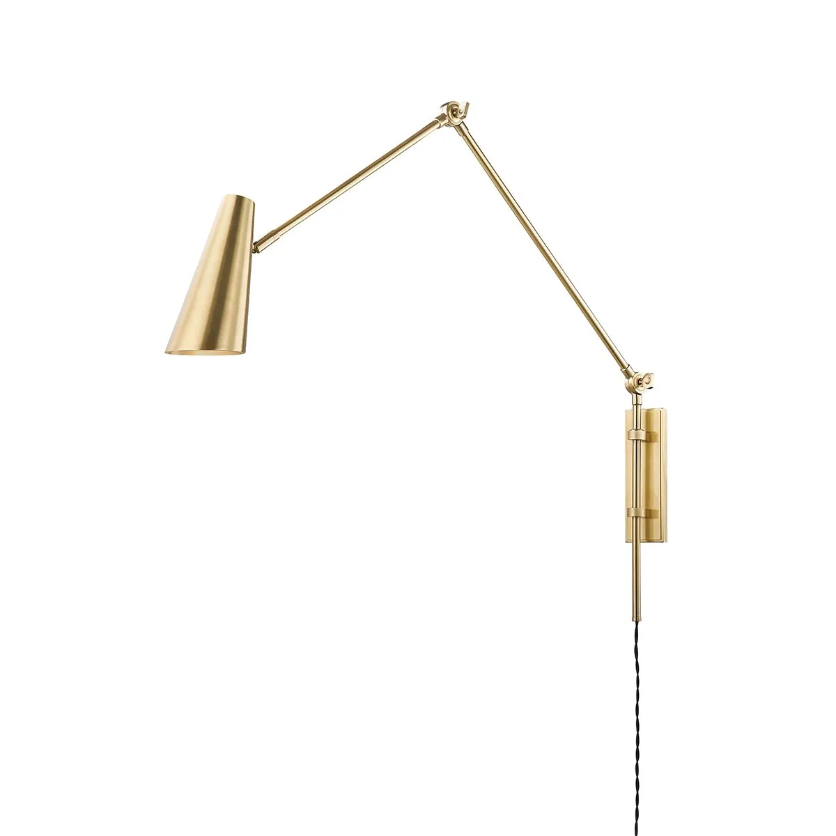 Lorne 26 in. Plug In Swing Arm Wall Sconce Antique Brass finish