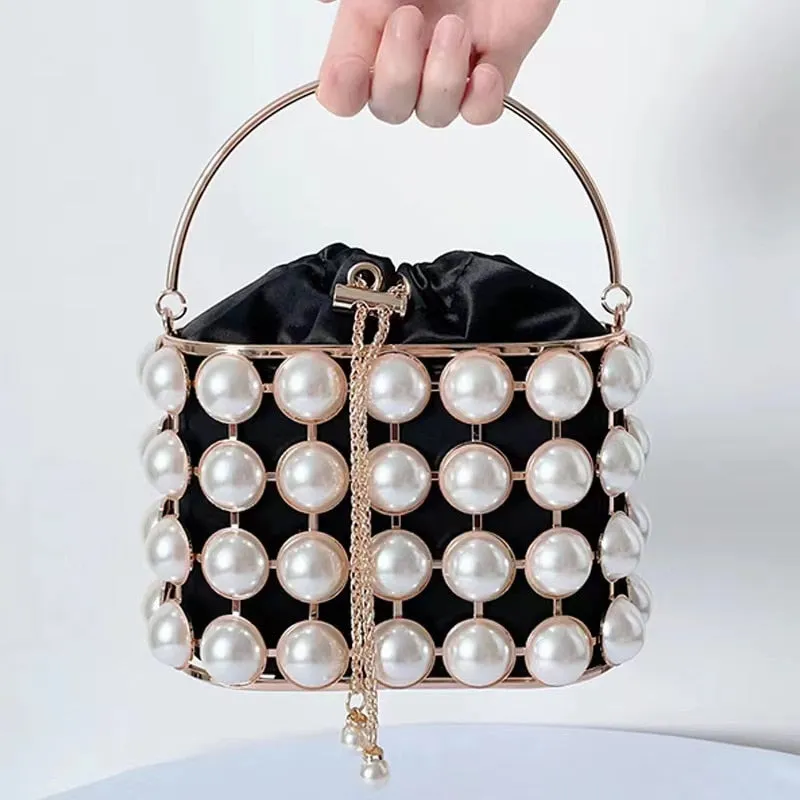 Luxury Designer Hollow Out Gold Metal Cage Crystal Shiny Rhinestone Diamond Evening Bag Wedding Party Clutch Purse Messenger Bag