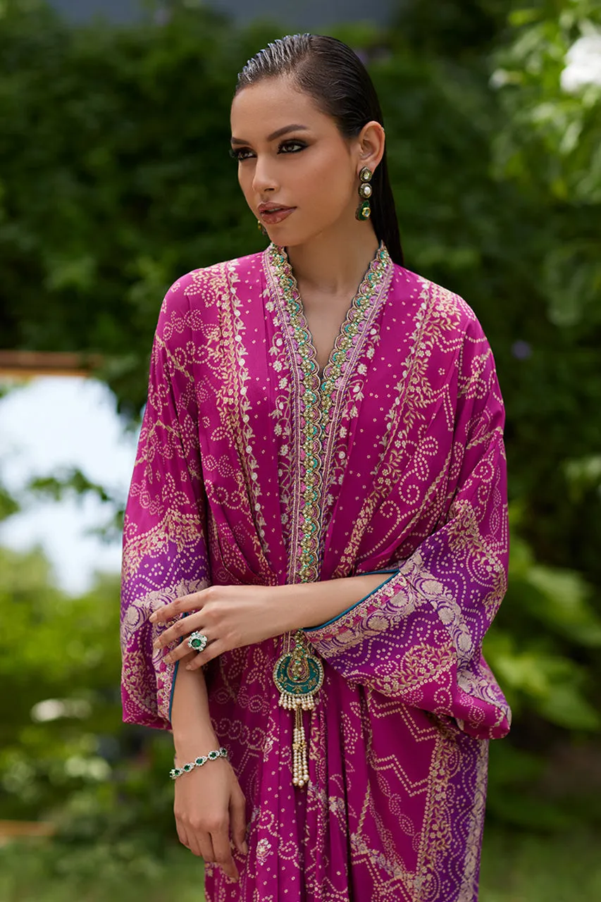 Mayna festive'24 - Zahli Magenta Ombre Kaftan