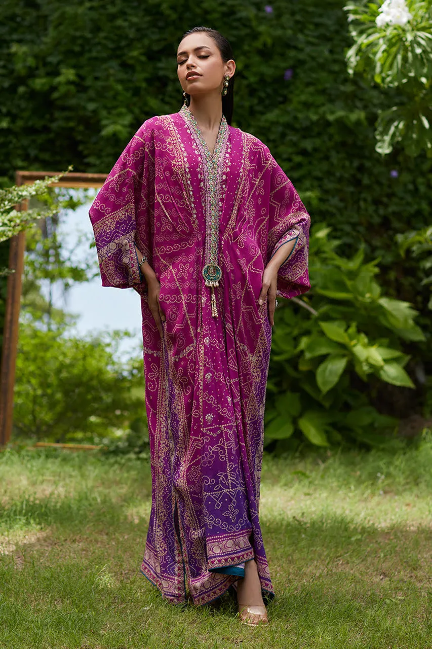 Mayna festive'24 - Zahli Magenta Ombre Kaftan