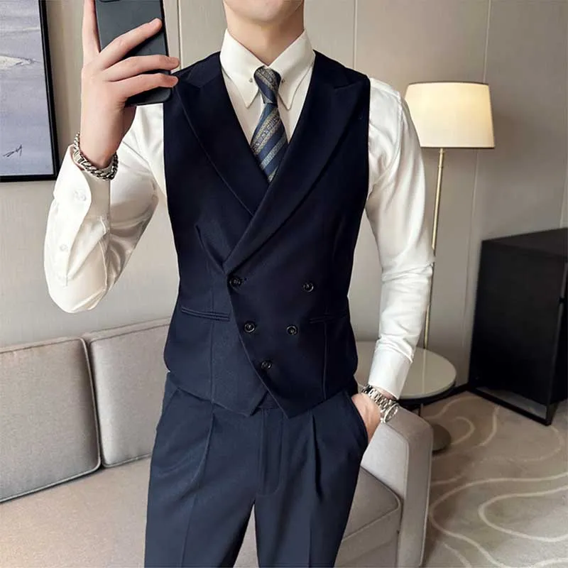 Men's British Elegant Simple Business Double Breasted Suit Vest