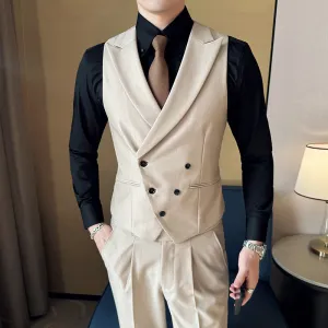 Men's British Elegant Simple Business Double Breasted Suit Vest