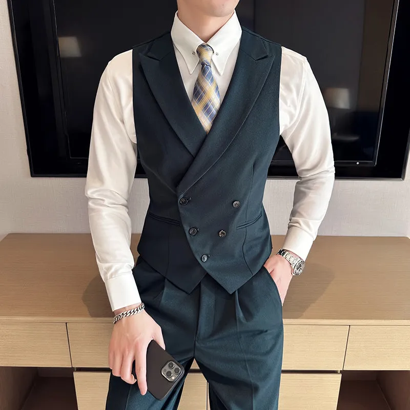 Men's British Elegant Simple Business Double Breasted Suit Vest