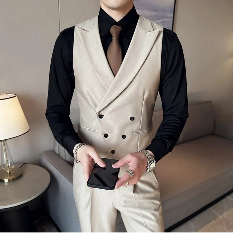 Men's British Elegant Simple Business Double Breasted Suit Vest