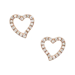 Men's Empty Heart Diamond Stud Earrings 0.12ct 14K Rose Gold