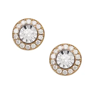 Men's Framed Diamond Stud Earrings 0.61ct 14K Yellow Gold