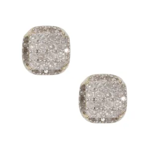 Men's Micro-Pavé Square Diamond Stud Earrings 0.46ct 10K Yellow Gold