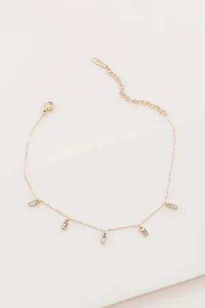 Minimal Rectangle Rhinestone Anklet