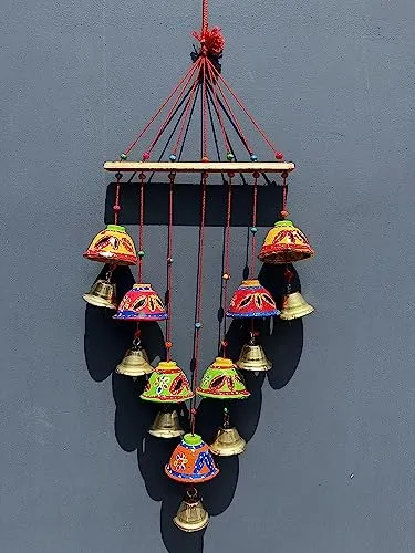 M.K. Handicraft Store Handcrafted Rajasthani Wind Chime Door/Wall Hanging Decorative Showpiece/Wall Hanging/Home Decor/Home Furnishing/Diwali Gift.