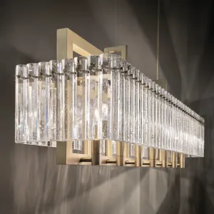 Modern Gold Chandelier With Glass Panels Inspired By Rock Crystal.