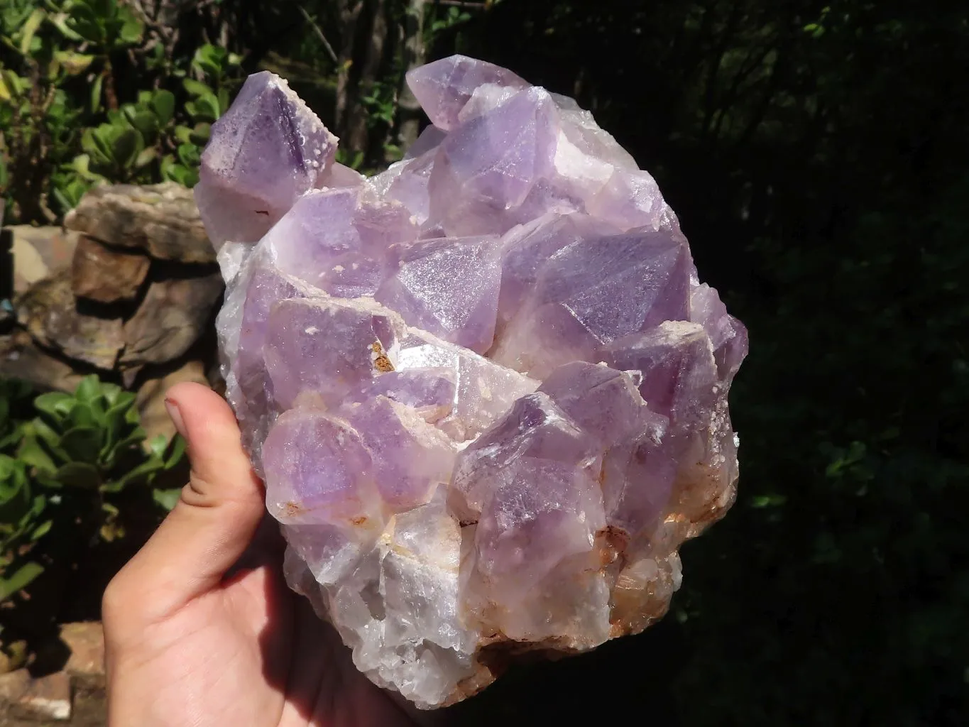 Natural Jacaranda Amethyst Cluster With Calcite Crystals x 1 From Mumbwa, Zambia