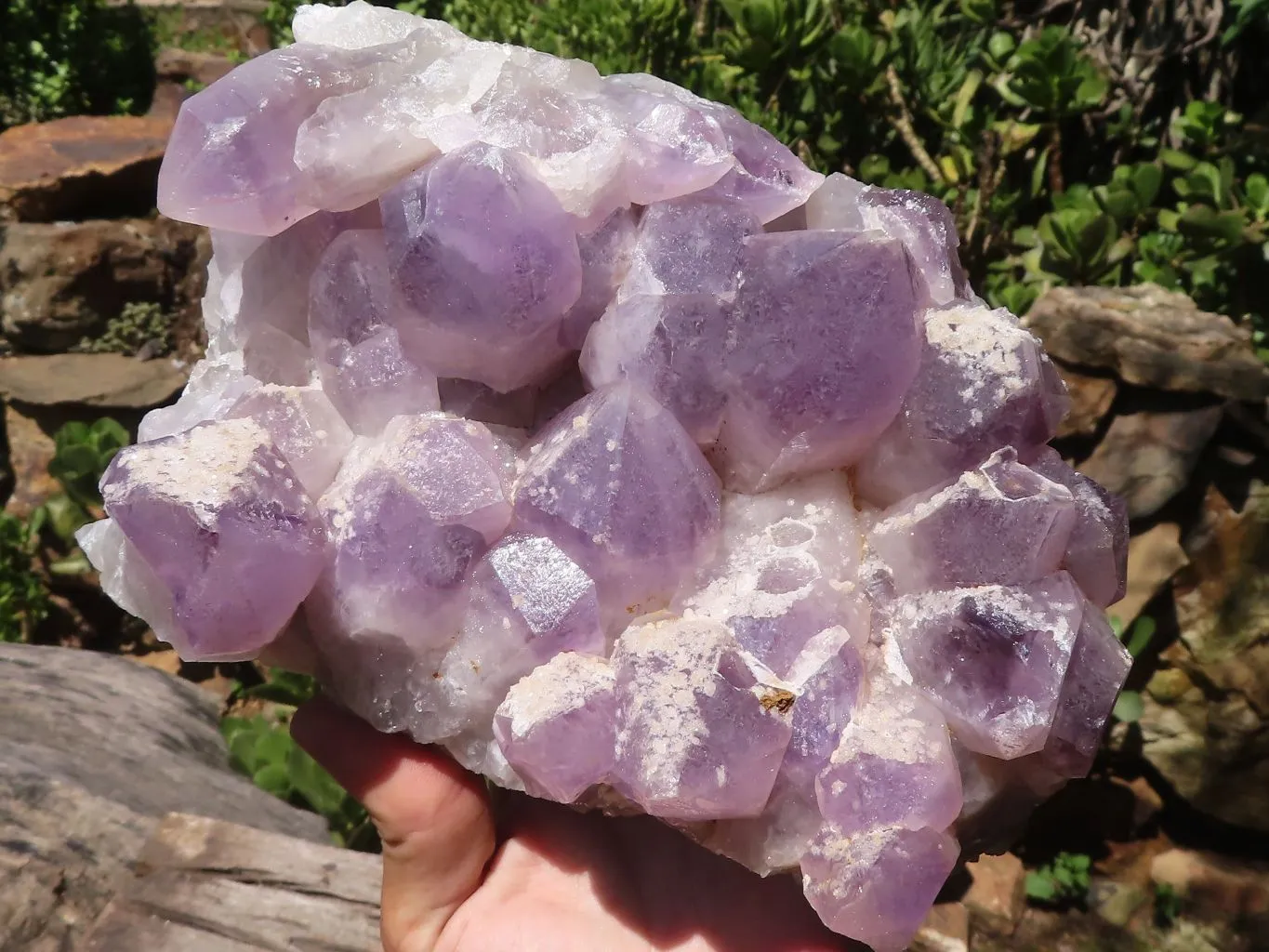 Natural Jacaranda Amethyst Cluster With Calcite Crystals x 1 From Mumbwa, Zambia