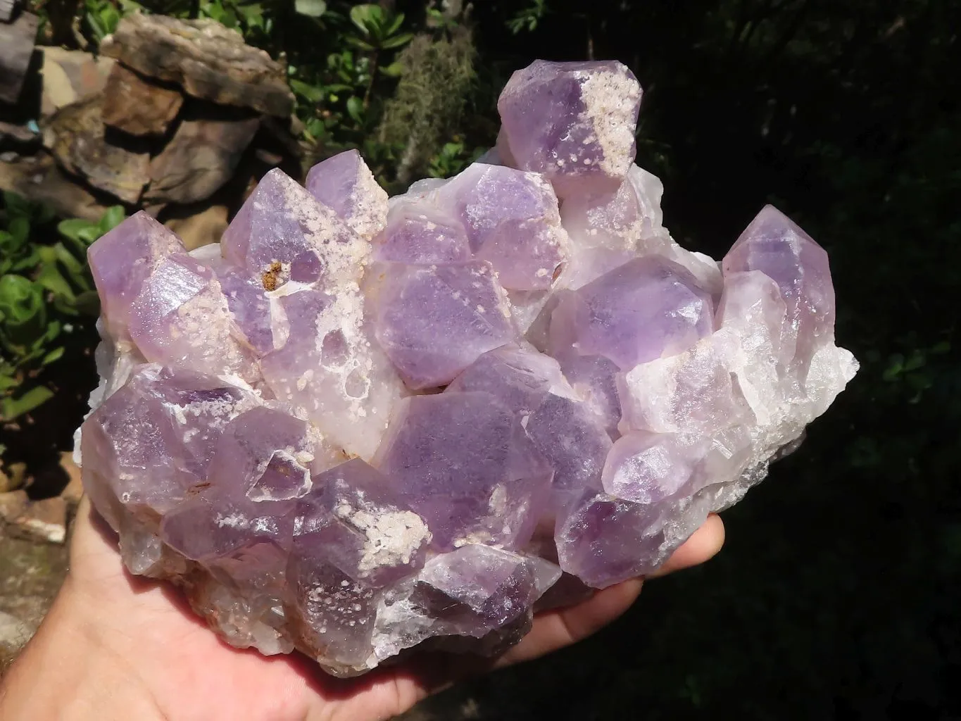 Natural Jacaranda Amethyst Cluster With Calcite Crystals x 1 From Mumbwa, Zambia