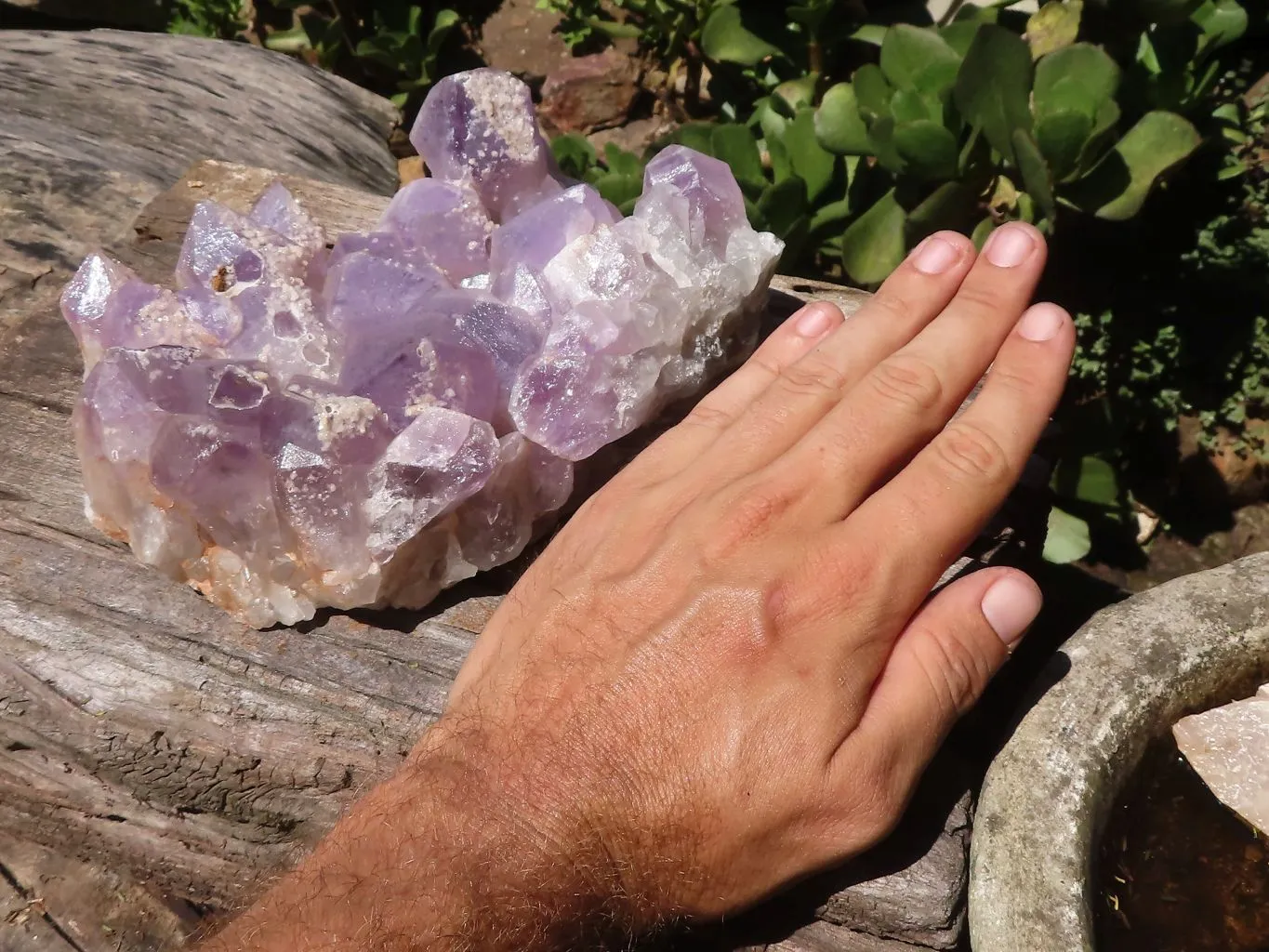 Natural Jacaranda Amethyst Cluster With Calcite Crystals x 1 From Mumbwa, Zambia