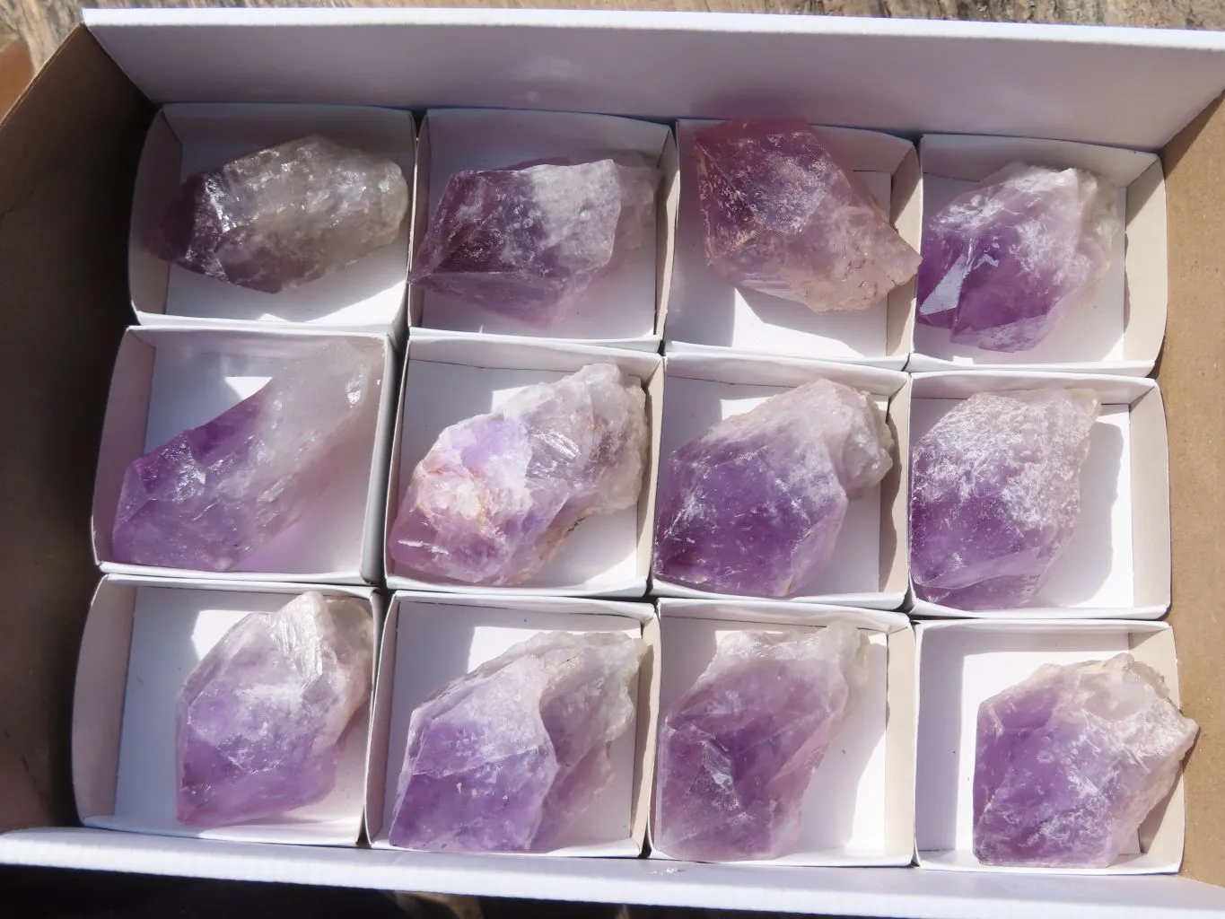 Natural Jacaranda Amethyst Points x 12 From Zambia