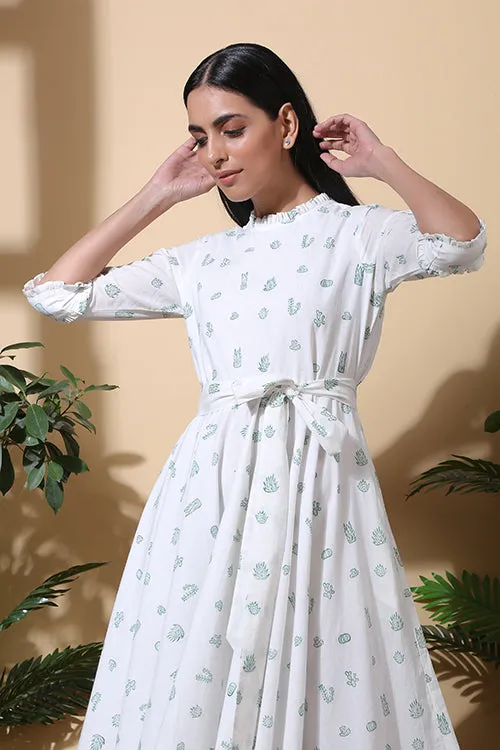 Okhai 'Cacti Garden' Hand Block Printed Pure Cotton Dress