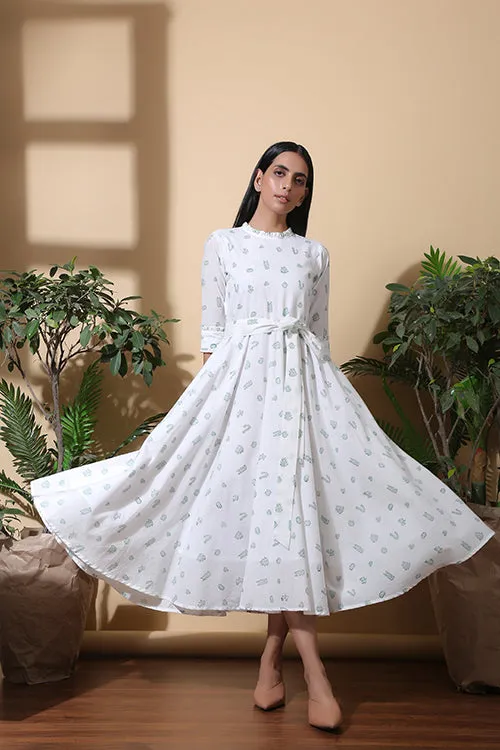 Okhai 'Cacti Garden' Hand Block Printed Pure Cotton Dress