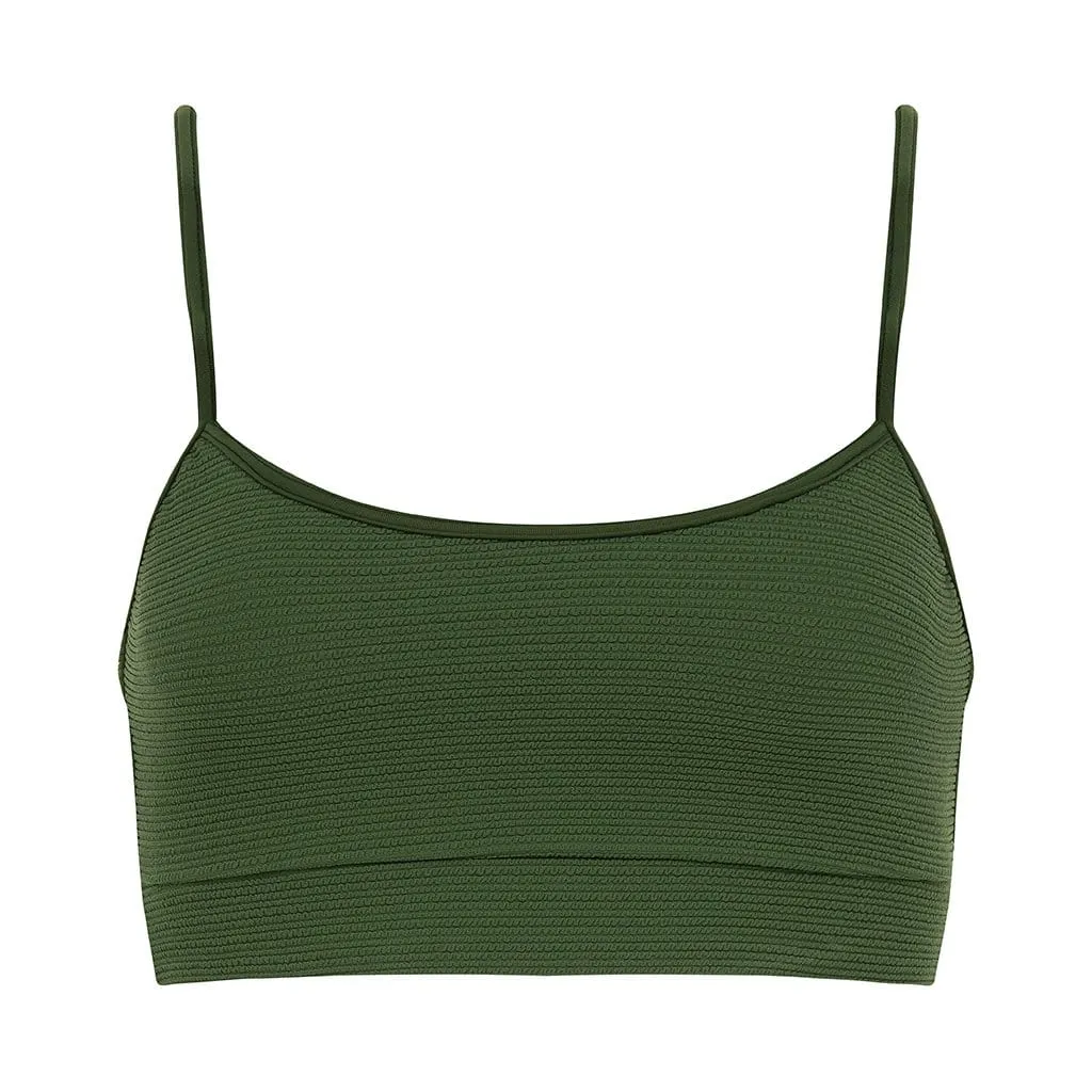 Olive Micro Scrunch Simple Sport Top