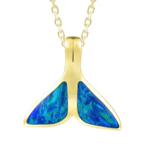 Opal Majestic Whale Tail Pendant