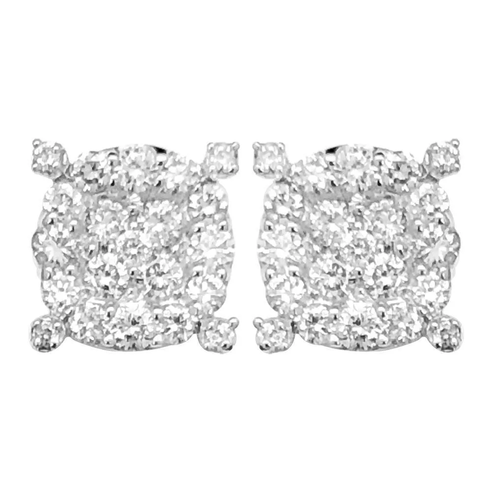 Pave Solitaire Diamond Earrings .69cttw 10K Yellow Gold