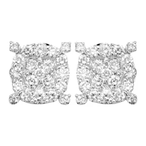 Pave Solitaire Diamond Earrings .69cttw 10K Yellow Gold