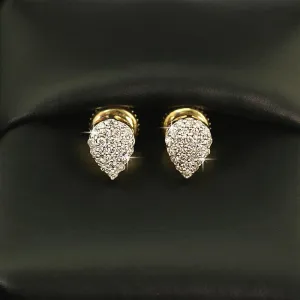 Pear Pave Diamond Earrings .27cttw 10K Yellow Gold