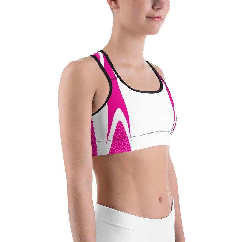 Pink & White Honeycomb Sports Bra