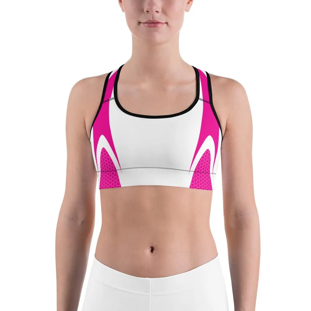 Pink & White Honeycomb Sports Bra