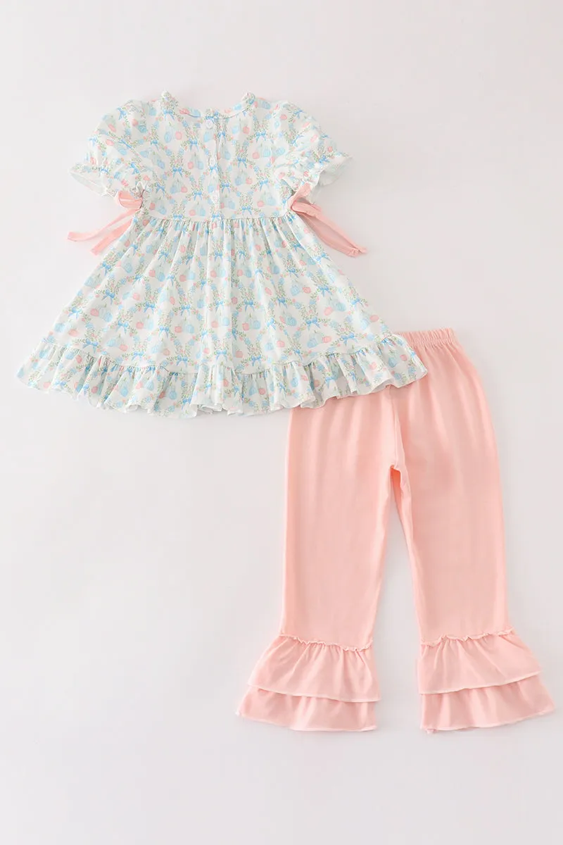 Pink pumpkin print girl set