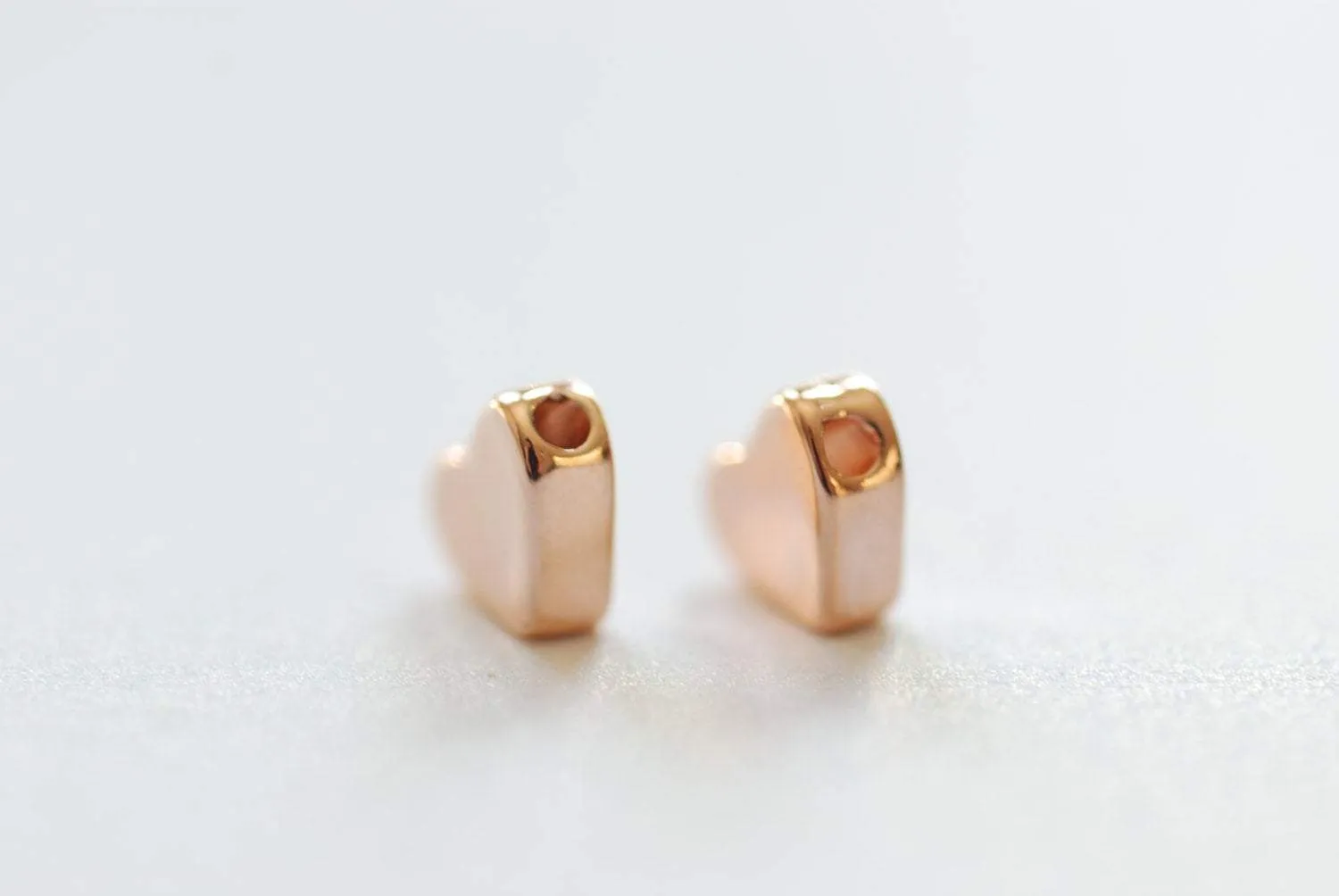 Pink Rose Wholesale Gold Vermeil Heart Beads Charm- 18k gold over Sterling Silver, Heart Bead Drilled Side to Side, Gold Heart beads 104