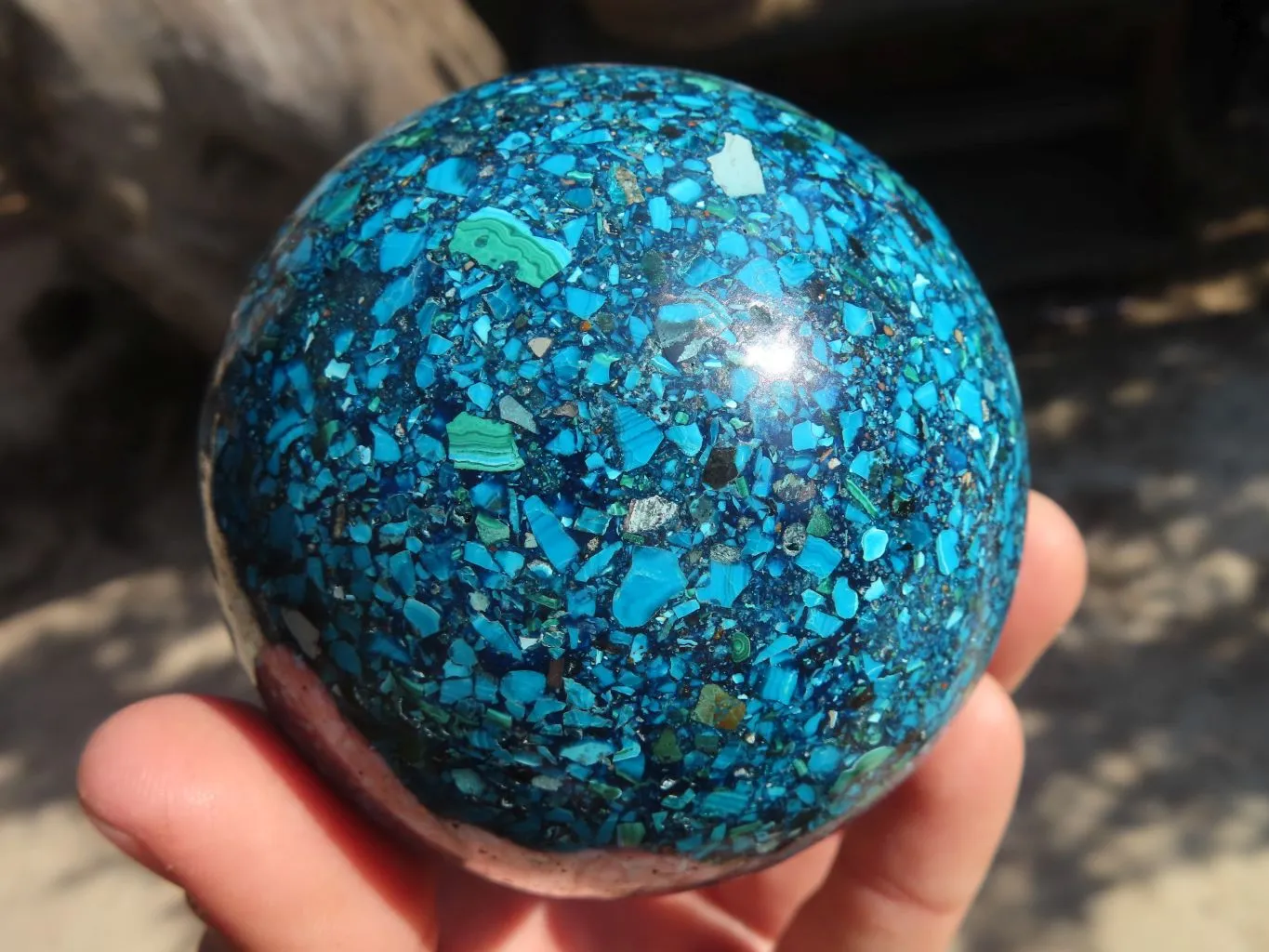 Polished Conglomerate Chrysocolla Sphere  x 1 From Congo