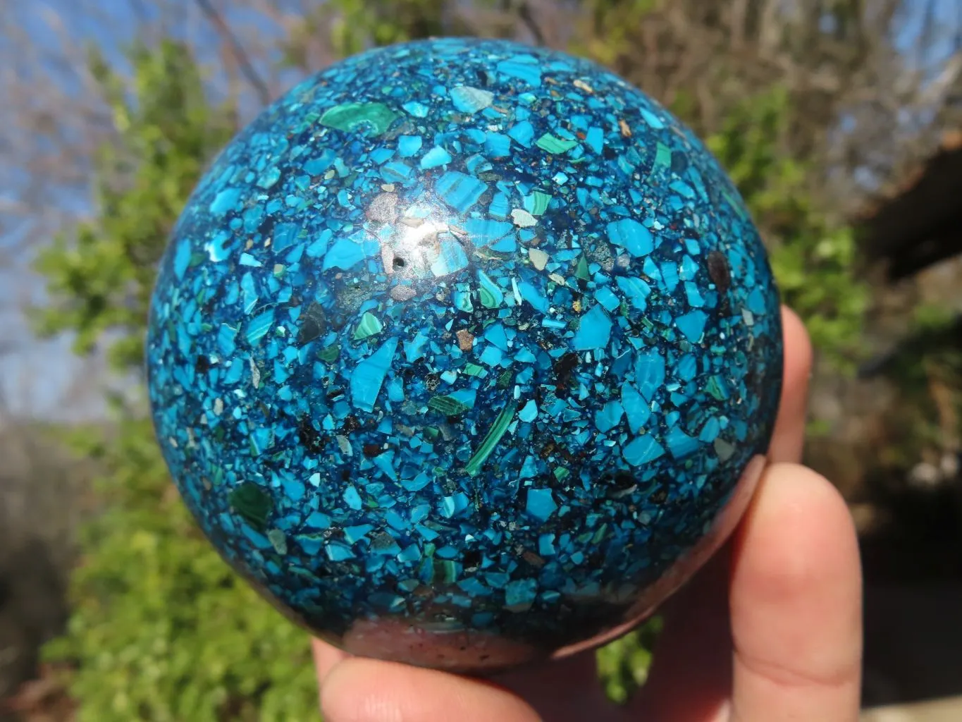 Polished Conglomerate Chrysocolla Sphere  x 1 From Congo