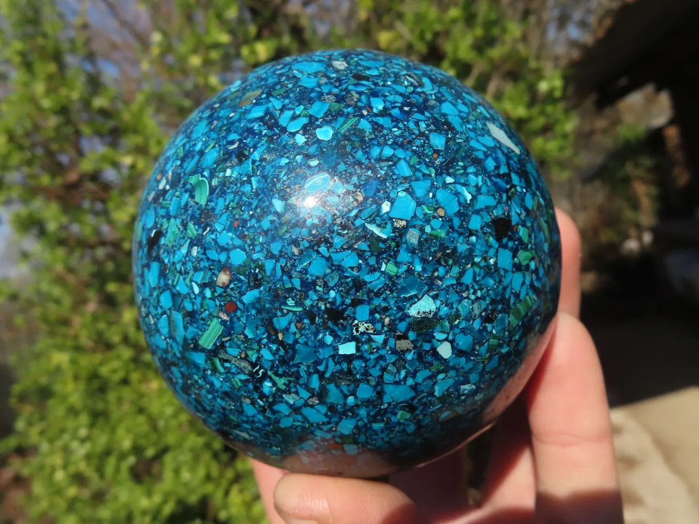 Polished Conglomerate Chrysocolla Sphere  x 1 From Congo