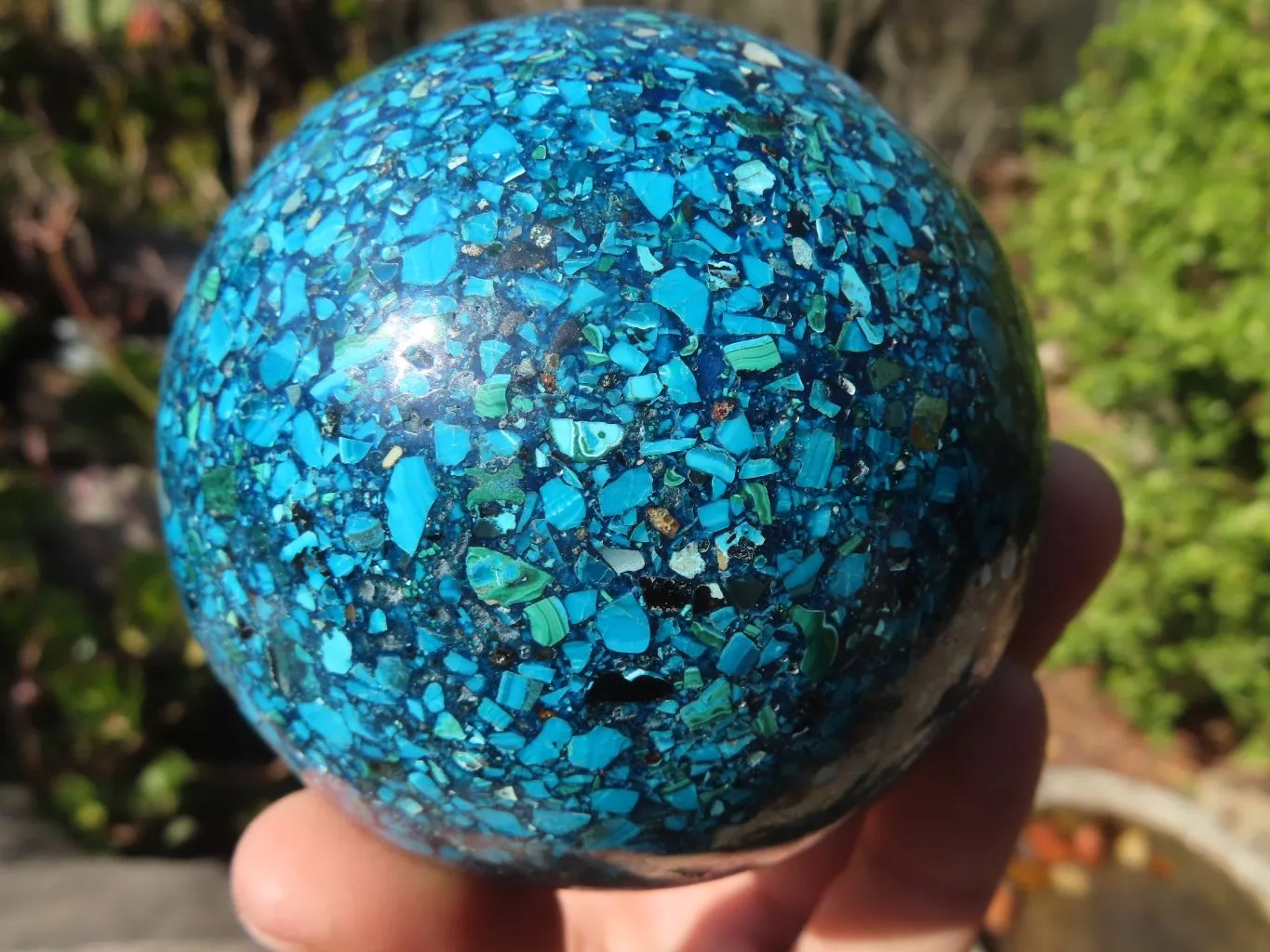 Polished Conglomerate Chrysocolla Sphere  x 1 From Congo