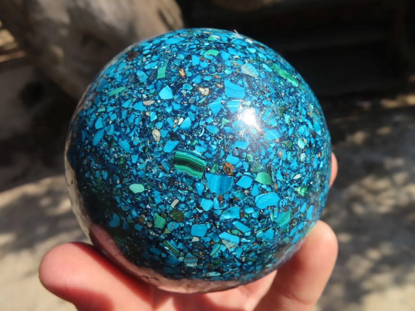 Polished Conglomerate Chrysocolla Sphere  x 1 From Congo