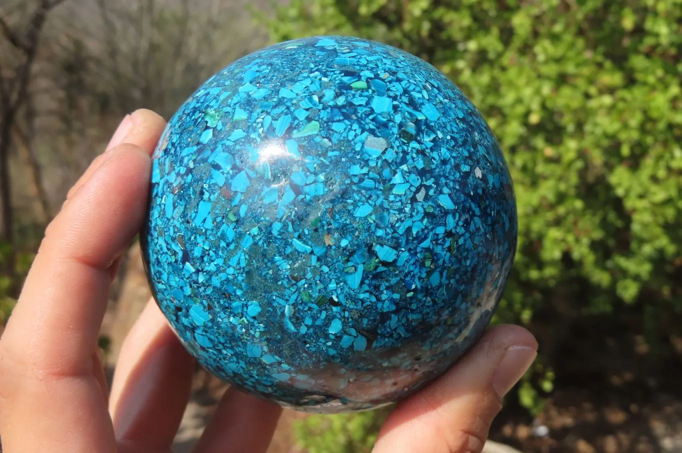 Polished Conglomerate Chrysocolla Sphere x 1 From Congo