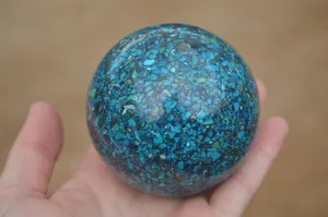 Polished Conglomerate Chrysocolla Spheres With Azurite & Malachite x 1 From Congo