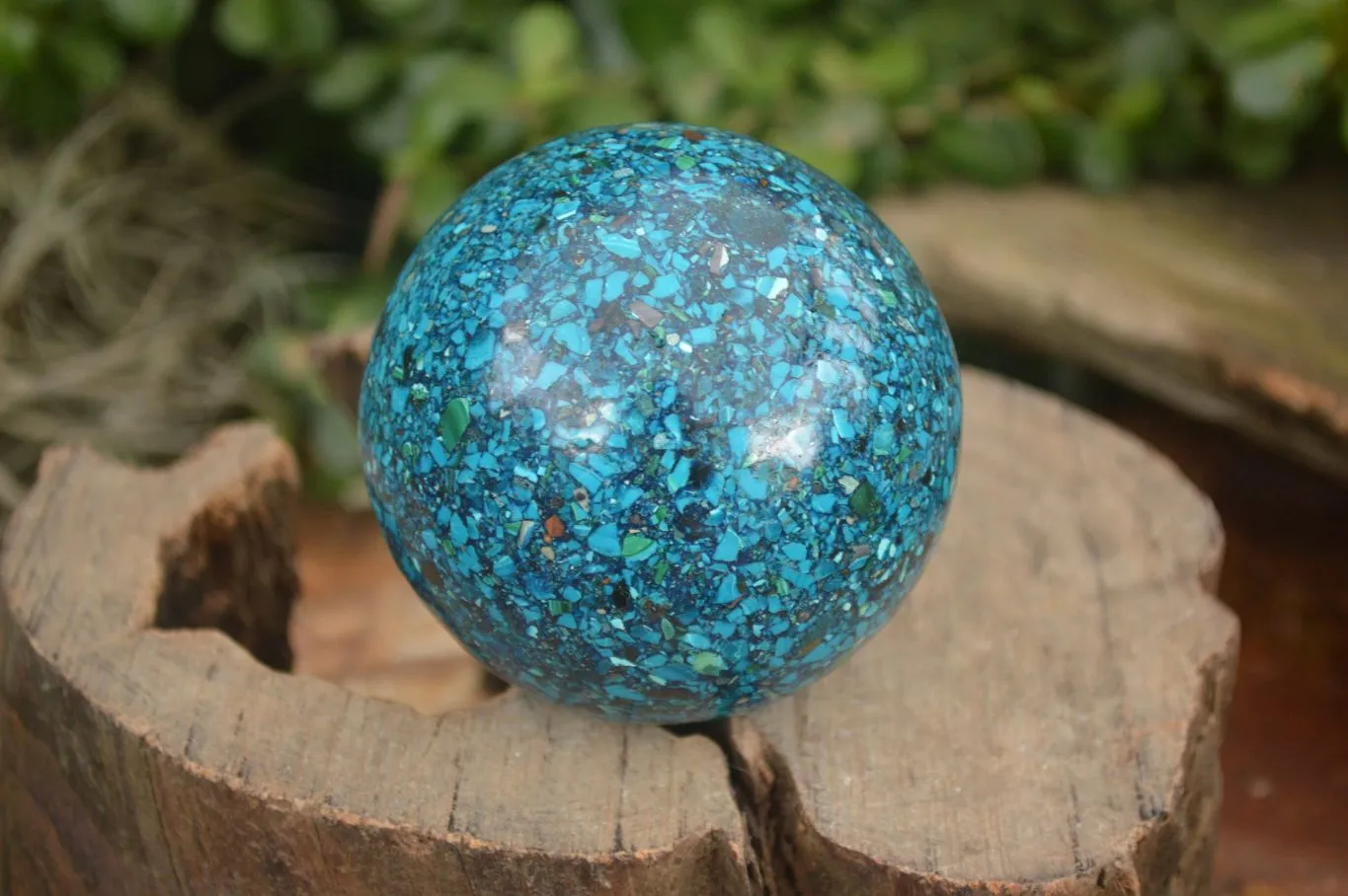 Polished Conglomerate Chrysocolla Spheres With Azurite & Malachite x 1 From Congo