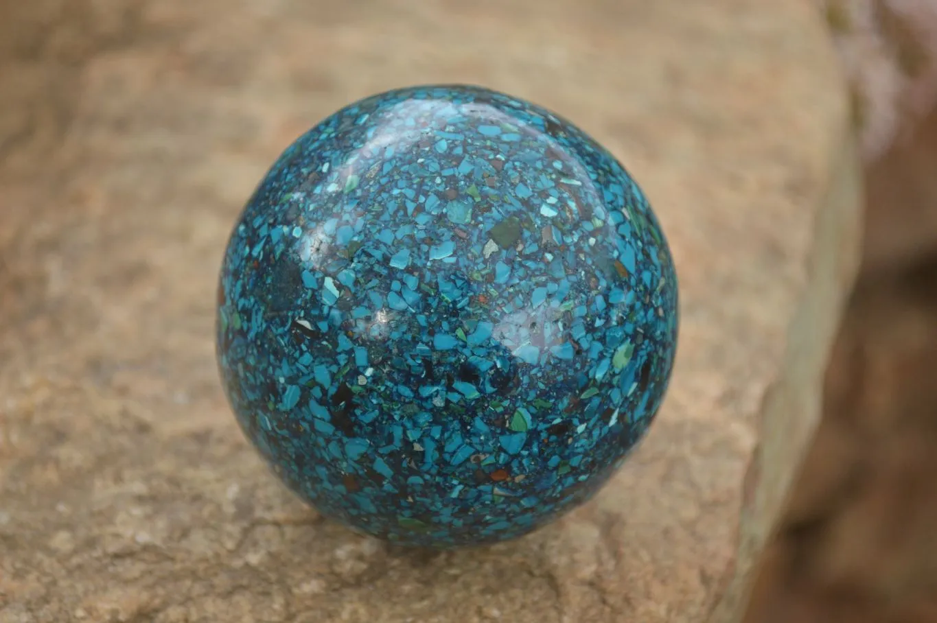 Polished Conglomerate Chrysocolla Spheres With Azurite & Malachite x 1 From Congo