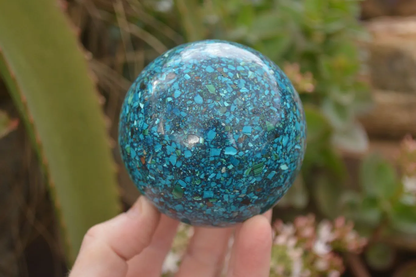 Polished Conglomerate Chrysocolla Spheres With Azurite & Malachite x 1 From Congo