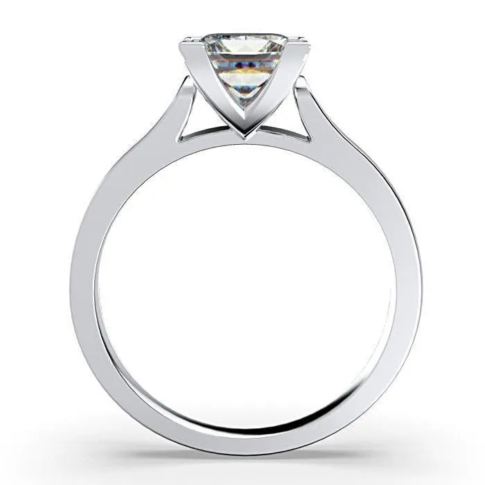 Princess Cut Solitaire Diamond Engagement Ring 18K White Gold Setting