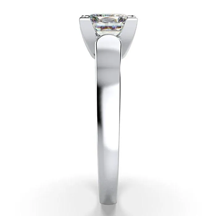 Princess Cut Solitaire Diamond Engagement Ring 18K White Gold Setting