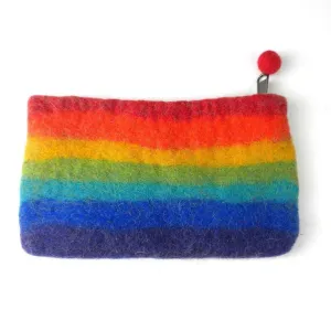 Rainbow Felt Zipper Pouch Purse