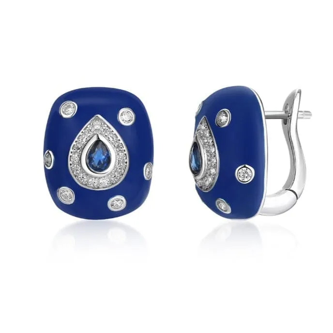 Retro Shinning Blue Sapphire Earrings- 925 Sterling Silver