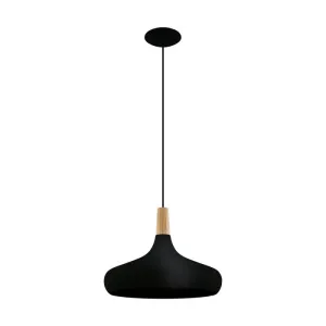 Sabinar Large Black and Natural Timber Pendant