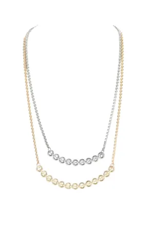 SHINY GOLD SILVER CIRCLE BAR NECKLACE