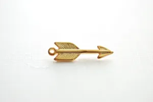 Shiny Vermeil Gold Arrow Charm- 18k gold plated over Sterling Silver, Gold Feather Arrow Pendant, Gold Arrowhead Charm, Arrowhead, Wholesale