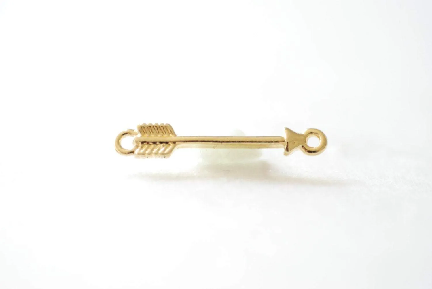 Shiny Vermeil Gold Arrow Connector Charm- 18k gold plated over Sterling Silver Arrow, Gold Arrowhead Charm, Gold Arrow Tip Charm Pendant